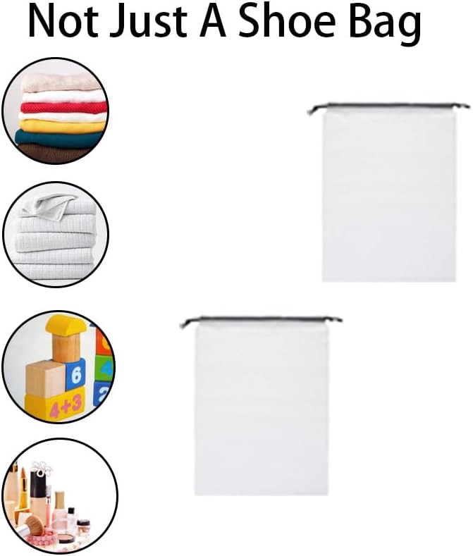 15 Pack Travel Shoe Bag, PE Waterproof Dustproof Clear Drawstring Shoe Organizer Bag Portable Travel Essentials for Men & Women Ideal for Luggage, Backpack, Gym & Daily Storage, Multi-Size