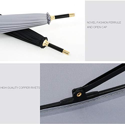 ThreeH Bamboo Stick Umbrella Auto Open Solid Color Fashionable and Simple 190T 16 Ribs, KS08 Grey