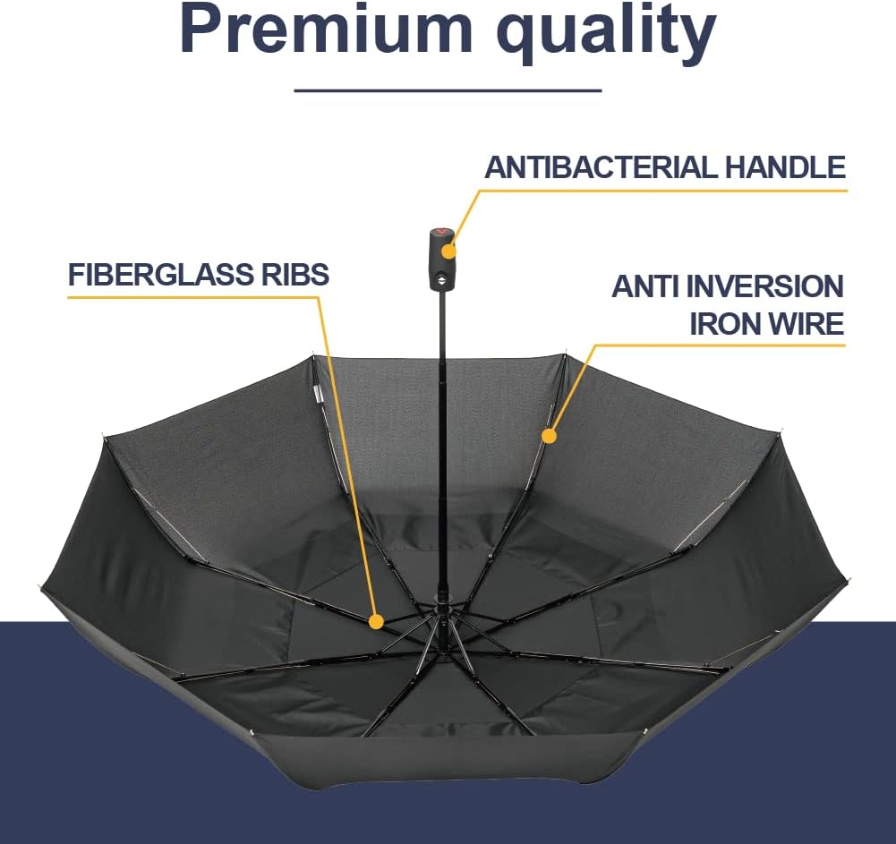 Edinburgh Large Windproof Travel Umbrella - Wind Resistant, Automatic, Strong Build to Last Steel and Fiberglass Rib, Umbrellas for Rain for Men and Women - 54 Inch Double Vented Canopy Big Enough To Fit In 2 Adults - Auto Open Close
