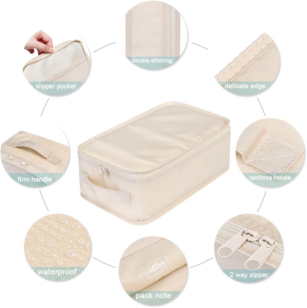 Travel Shoe Bags, Foldable Waterproof Shoe Pouches Organizer-Double Layer (2 Lavender Shoe Bag)