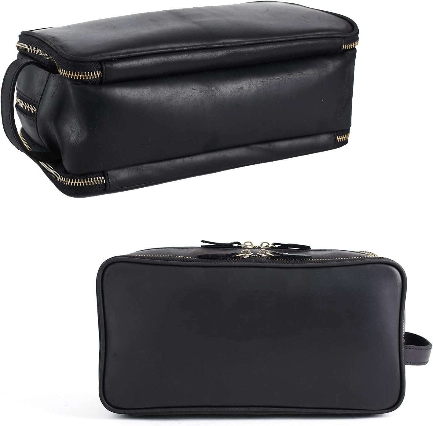 Personalized Leather Toiletry Bag for Men Travel Shaving Dopp Kit-Large Cosmetic Bags Toiletries Bathroom Organizer