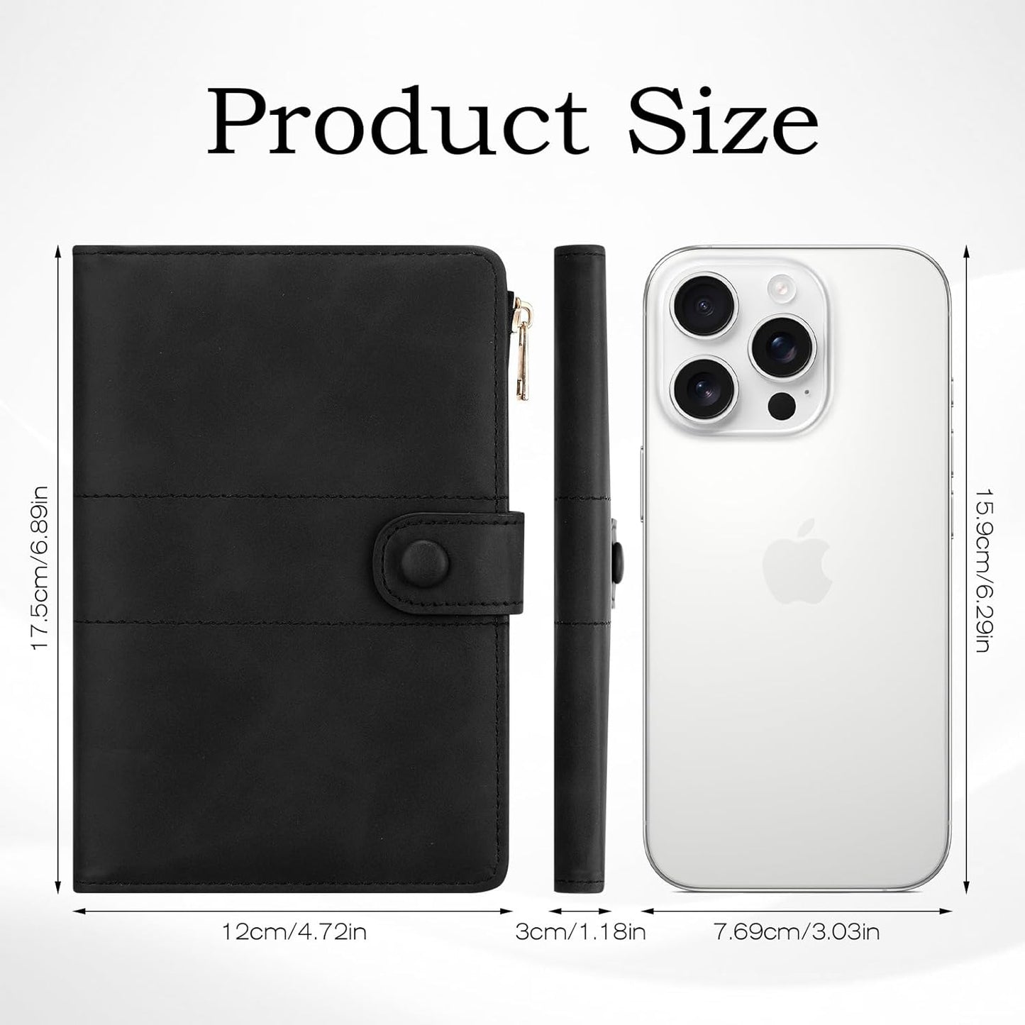 Leather Passport Holder for Travel, RFID Passport Wallet for Men, Passport Covers with Zipper Pocket, Travel Wallets Essentials Aesthetic Cute Passport Sleeve for Women(Black)