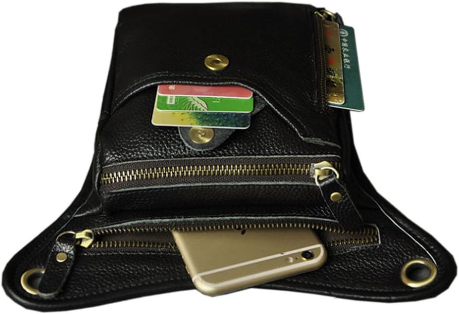 Leather Waist Pack Drop Leg Bag for Men Women Belt Bumbag Multi-Purpose Motorcycle Bike Outdoor Sports Tactical Cycling Riding Hiking Camping Pouch