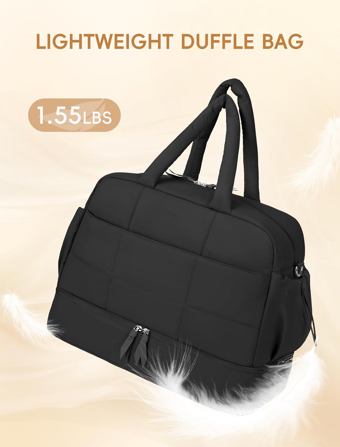 CLUCI Weekender Travel Bag for Women Puffer Tote Bag Carry On Duffle Overnight Bags with Shoe Compartment