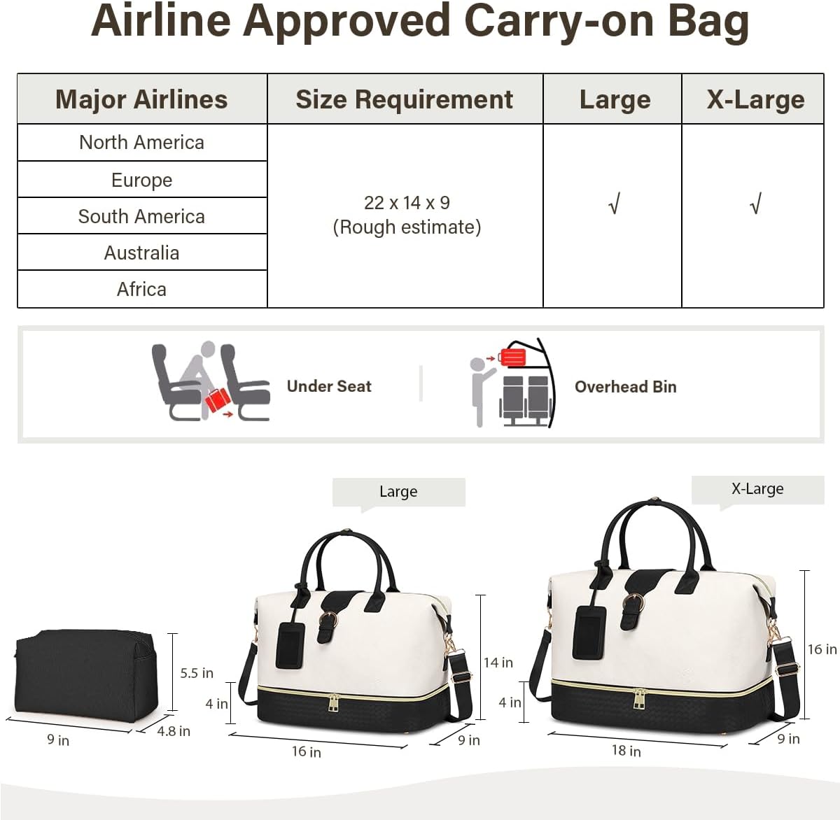 Leather Weekender Bags for Women, Travel Duffel Bag PU Overnight Bag Carry On Tote Bag with Shoe Compartment Wet Pocket