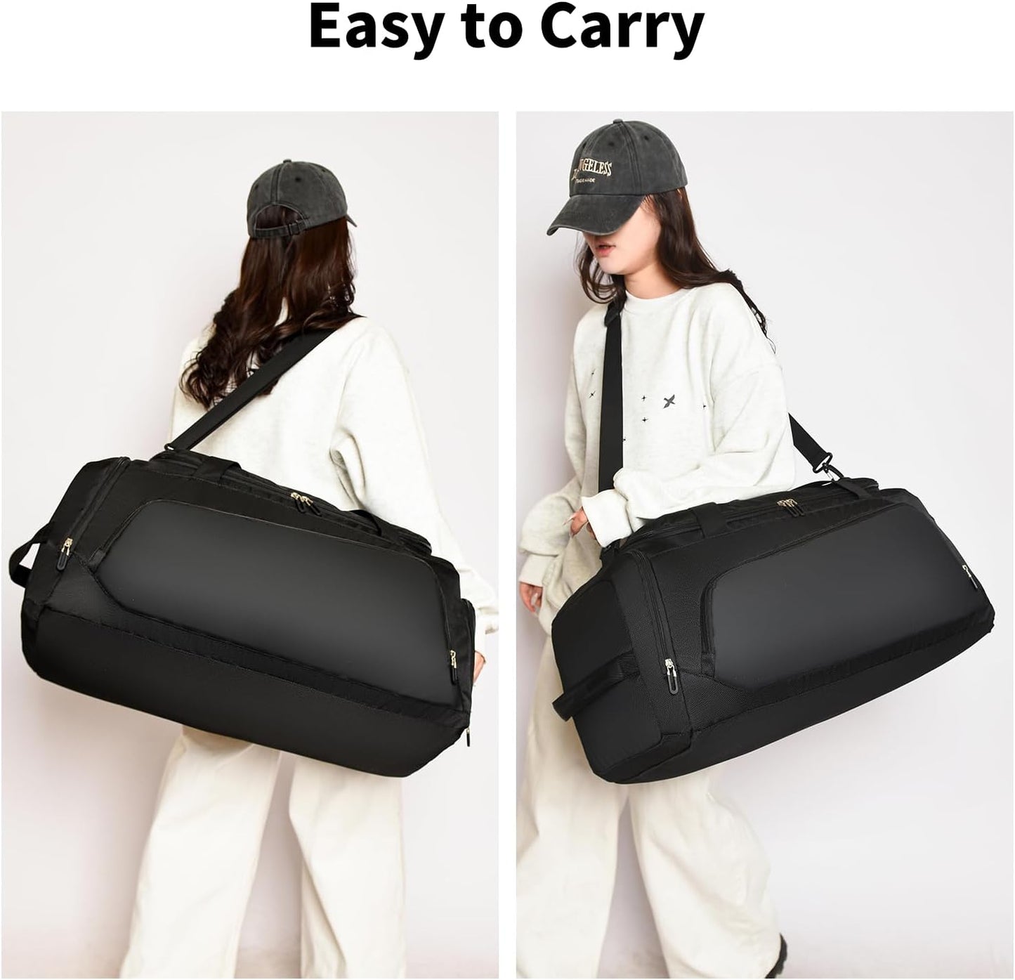 Waterproof Gym Bag with Shoe & Wet Compartment for Men/Women,Sports Duffle Bags for Workout/Fitness/Travel(Black,24.4"x12.6"x11.8")