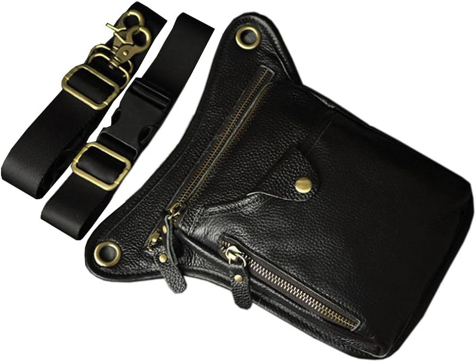 Leather Waist Pack Drop Leg Bag for Men Women Belt Bumbag Multi-Purpose Motorcycle Bike Outdoor Sports Tactical Cycling Riding Hiking Camping Pouch