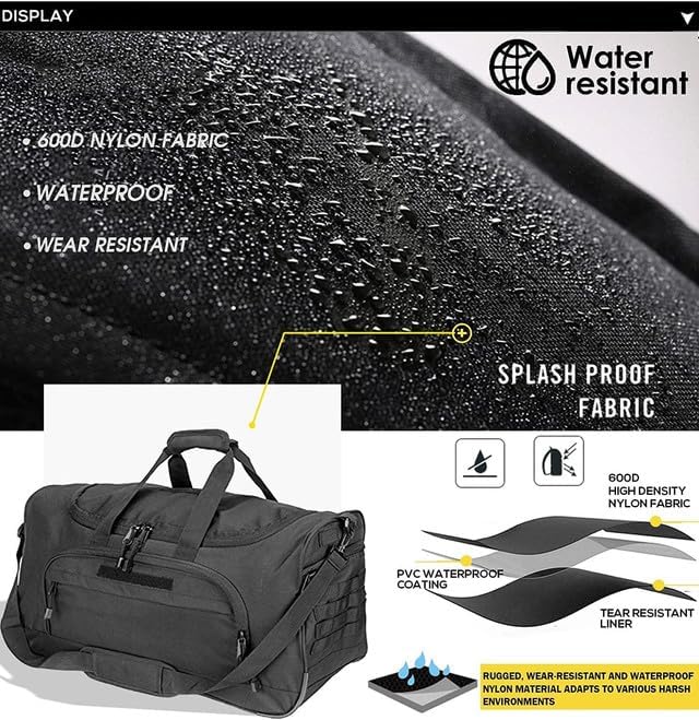 Gym Bag for Women & Men Tactical Duffle Military Weekender Travel Work Out Bags Lightweight Waterproof Sports Tote Shoe Pocket