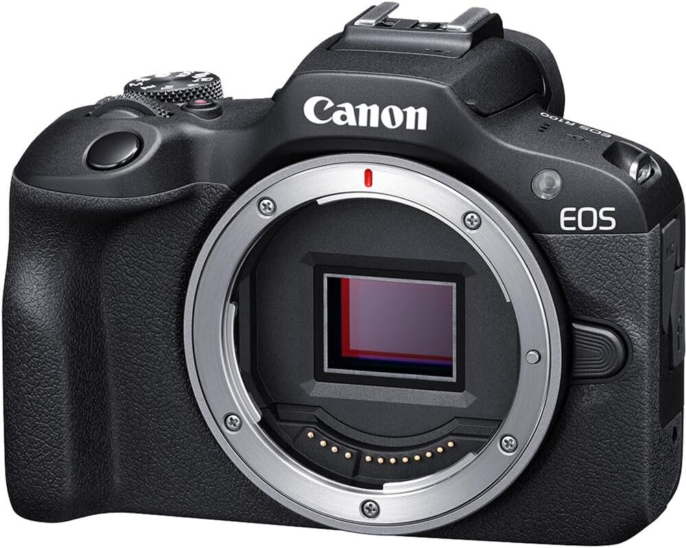 Canon EOS R100 Mirrorless Camera with RF-S 18-45mm f/4.5-6.3 is STM Lens | 24.1MP APS-C CMOS Sensor, Dual Pixel AF, Full HD Video | Compact RF Mount Camera for Beginners with Bag and 64GB Card