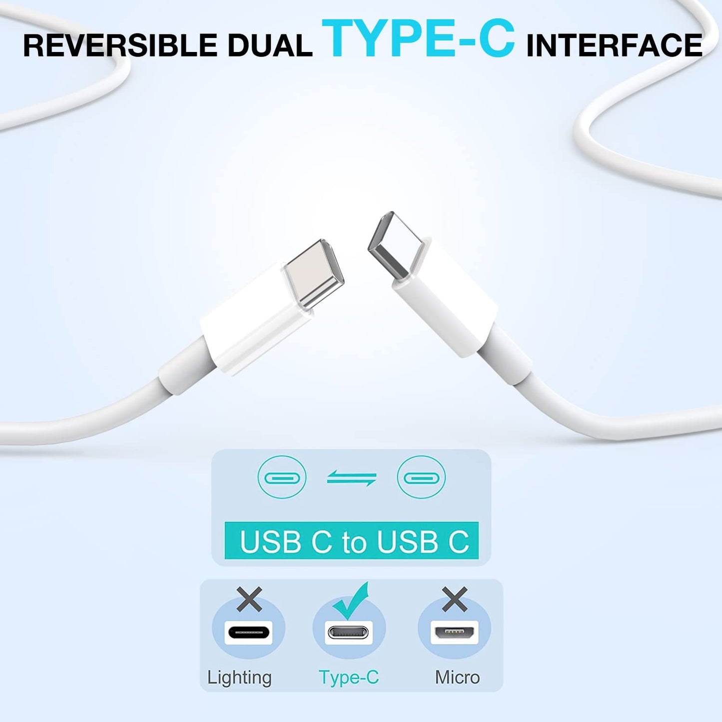 10FT Cord for iPhone 15 Charger Fast Charging,3Pack 20W USB C Wall Charger Charging Block Long USB C to Type C Cable for iPhone 15/Plus/Pro/Pro Max/iPad Mini 6/iPad Air 4/iPad Pro 12.9/iPad Pro 11inch