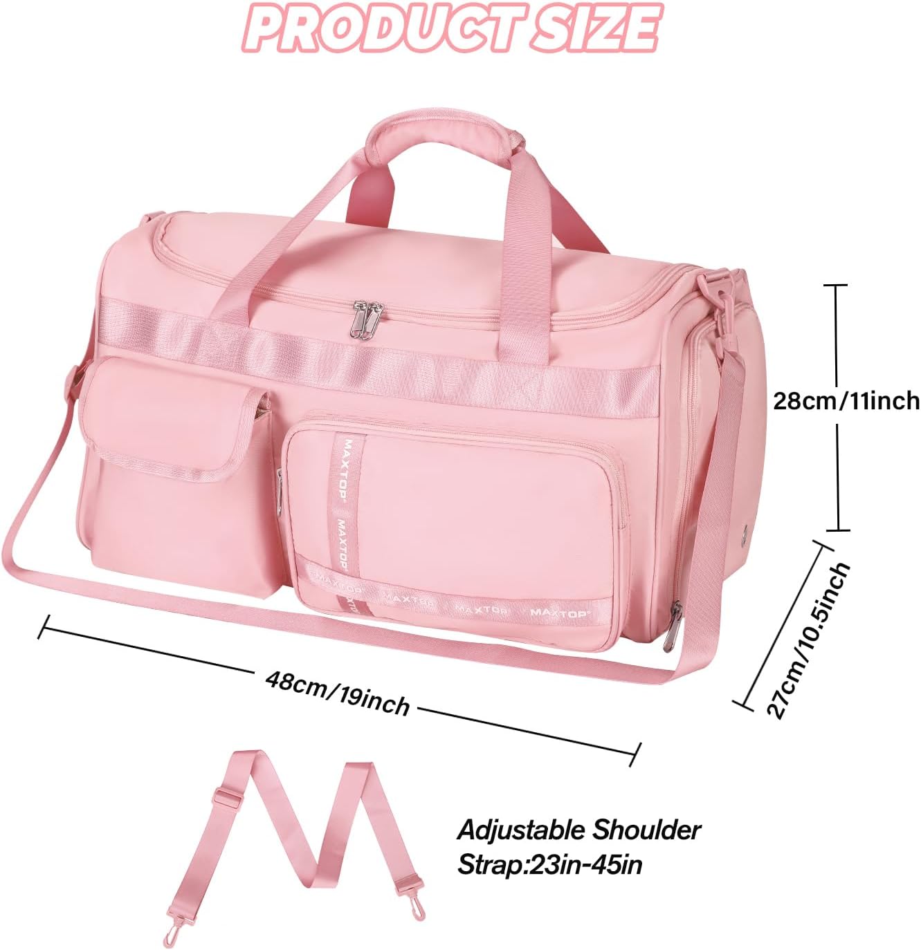 MAXTOP Gym Bag for Women Men Travel Duffle Bag Large Capacity Carry On Weekender Overnight Bag With Shoe Compartment Gym Tote Dry Wet Separation Duffel Bag for Travel