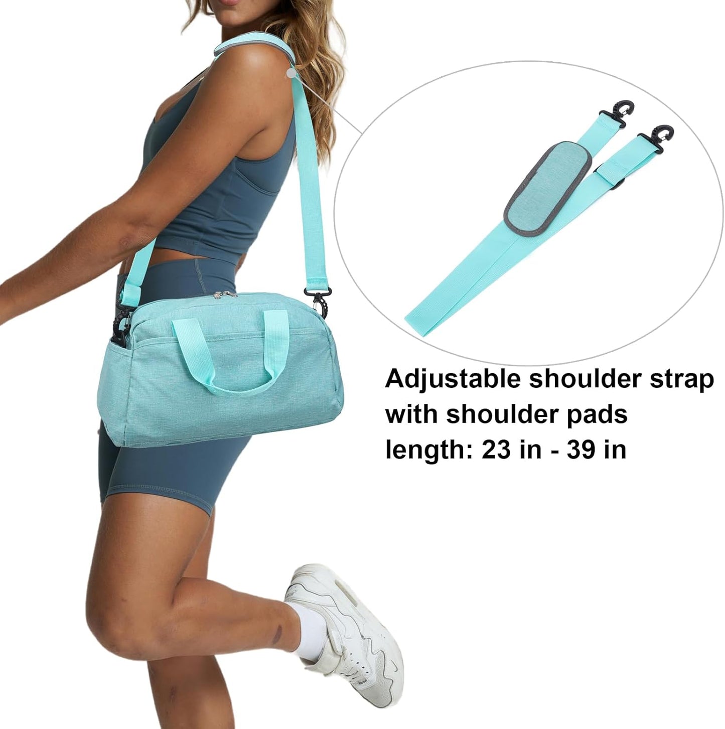 14 inch Small Gym Bag for Women & Men, Mini Duffel Bag for Travel Sports Lightweight Carry On Bag (Light Green)