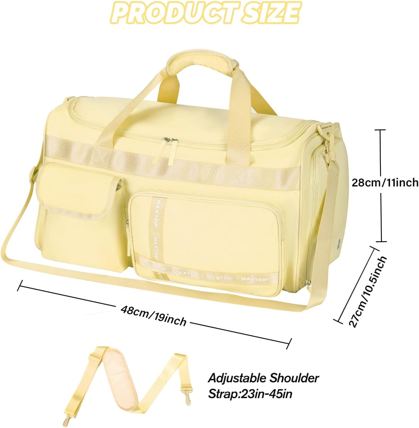 MAXTOP Gym Bag for Women Men Travel Duffle Bag Large Capacity Carry On Weekender Overnight Bag With Shoe Compartment Gym Tote Dry Wet Separation Duffel Bag for Travel