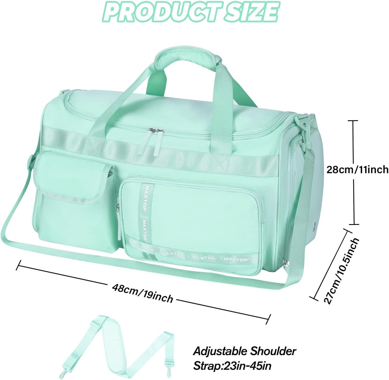 MAXTOP Gym Bag for Women Men Travel Duffle Bag Large Capacity Carry On Weekender Overnight Bag With Shoe Compartment Gym Tote Dry Wet Separation Duffel Bag for Travel