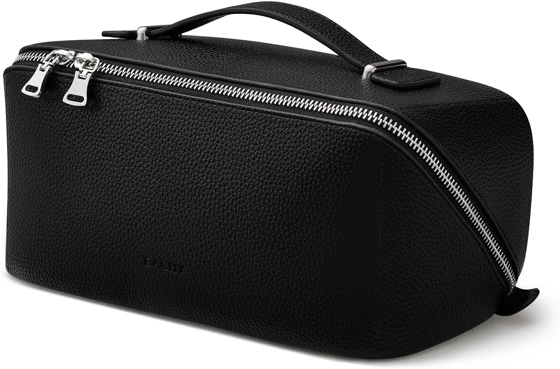 EACHY Makeup Bag,Large Capacity Travel Makeup Bag,Waterproof Portable Open Flat Toiletry Bag Cosmetic Bag with Divider and Handle