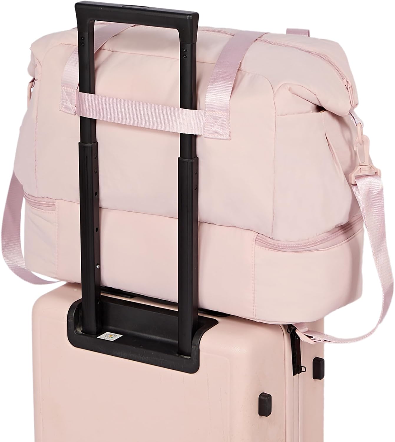 NISHEL Women's 2-in-1 Weekender Duffle Bag, Large Capacity Duffle Bag with Multi-Pocket, Overnight Tote for Travel, Carry On Personal Item, Pink