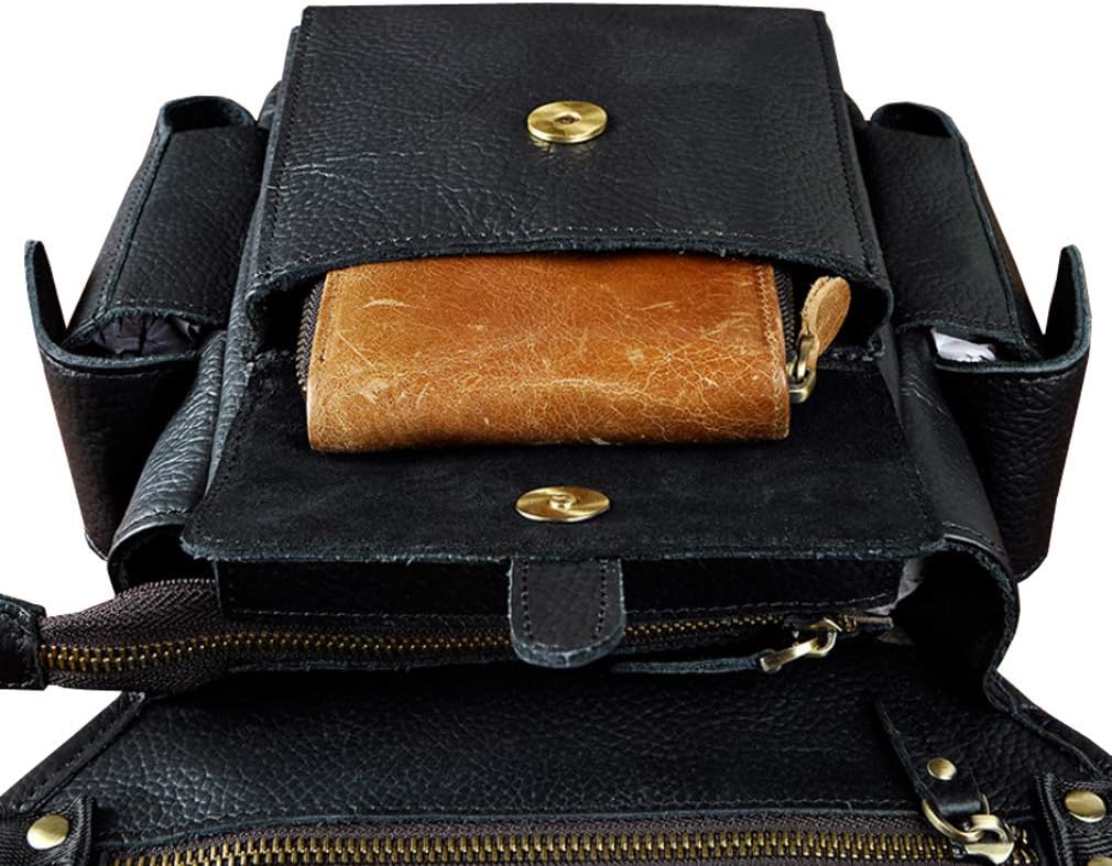 Leather Waist Pack Drop Leg Bag for Men Women Belt Bumbag Multi-Purpose Motorcycle Bike Outdoor Sports Tactical Cycling Riding Hiking Camping Pouch