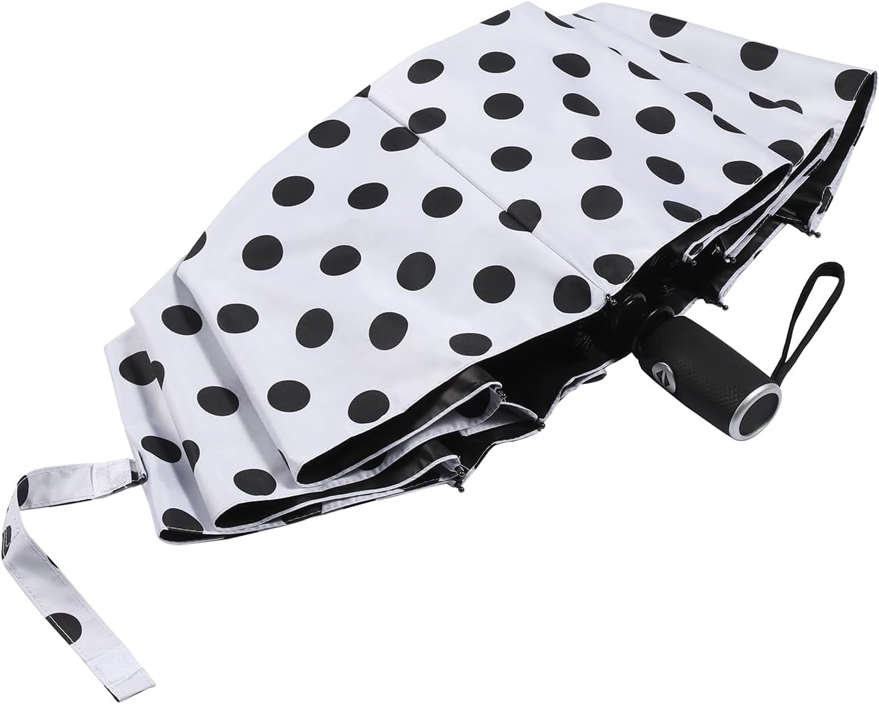 Agaric Cute Polka Dots Large Travel Umbrella for Rain & Sun, 46” UV Protection Auto Open Close Waterproof Folding Umbrella Windproof Compact Umbrella