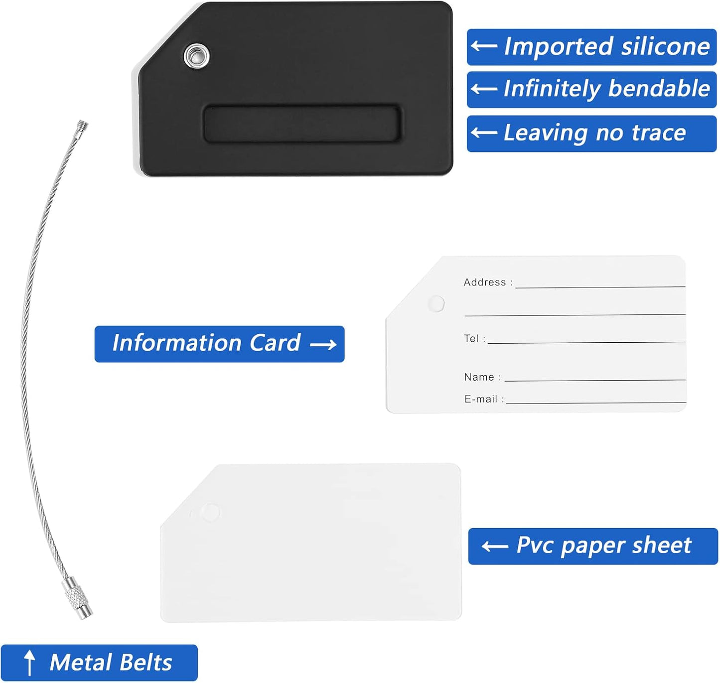 2 Luggage Tags, (1" Smaller Than Traditional) Perfect for Quick Luggage Identification with Stainless Steel Ring and Address Card for Travel and Luggage (Beach by The sea)