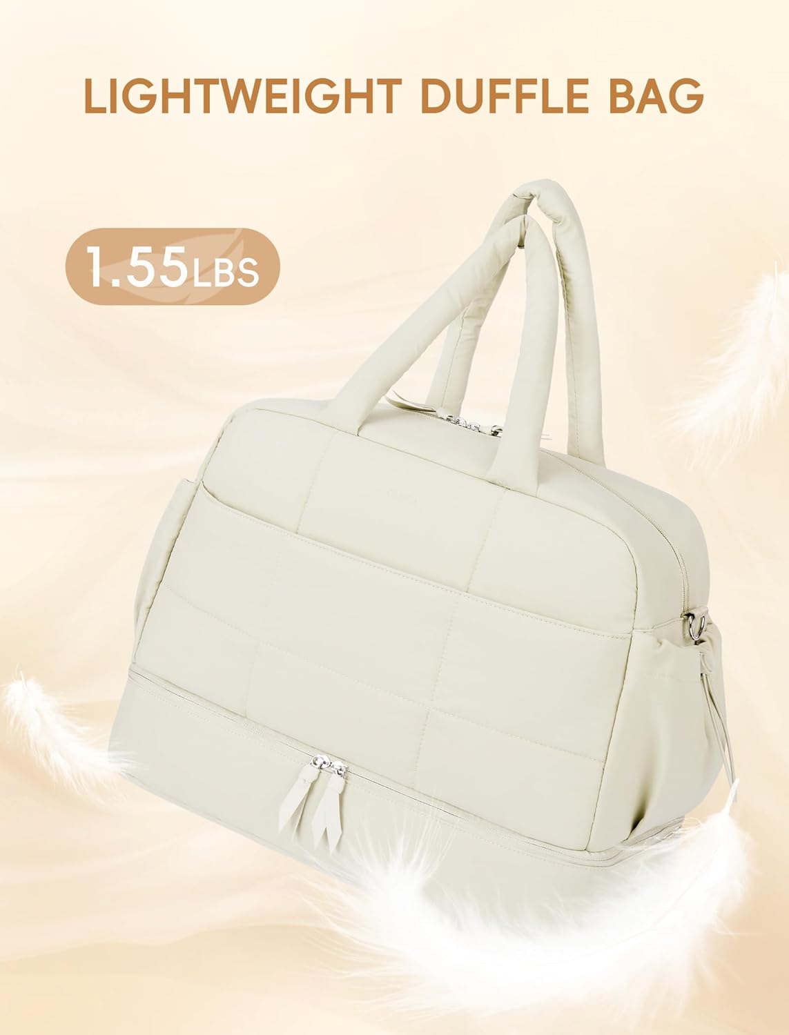 CLUCI Weekender Travel Bag for Women Puffer Tote Bag Carry On Duffle Overnight Bags with Shoe Compartment