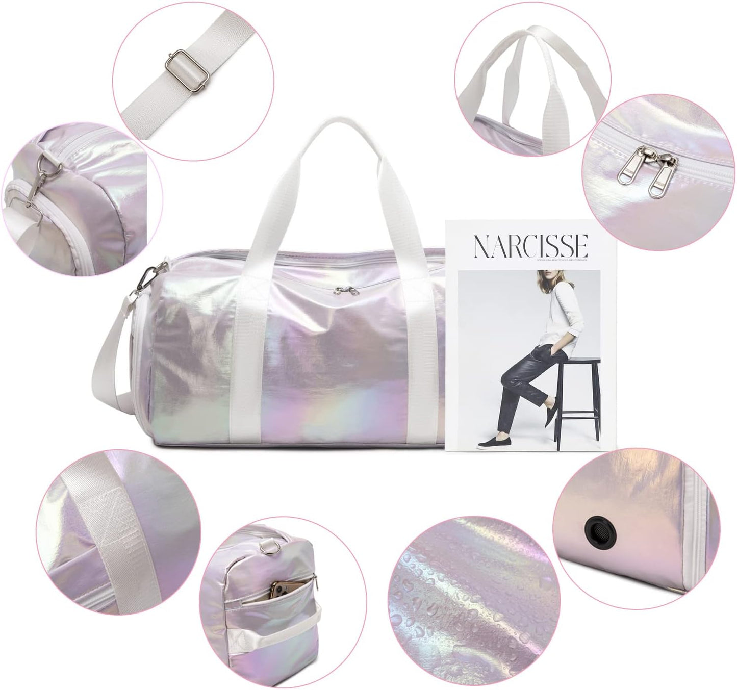 KARRESLY Sports Gym Bag for Women or Men Travel Duffel Bag with Wet Pocket and Shoes Compartment for Training Swim Yoga(2-Gradient color-Purple) free size