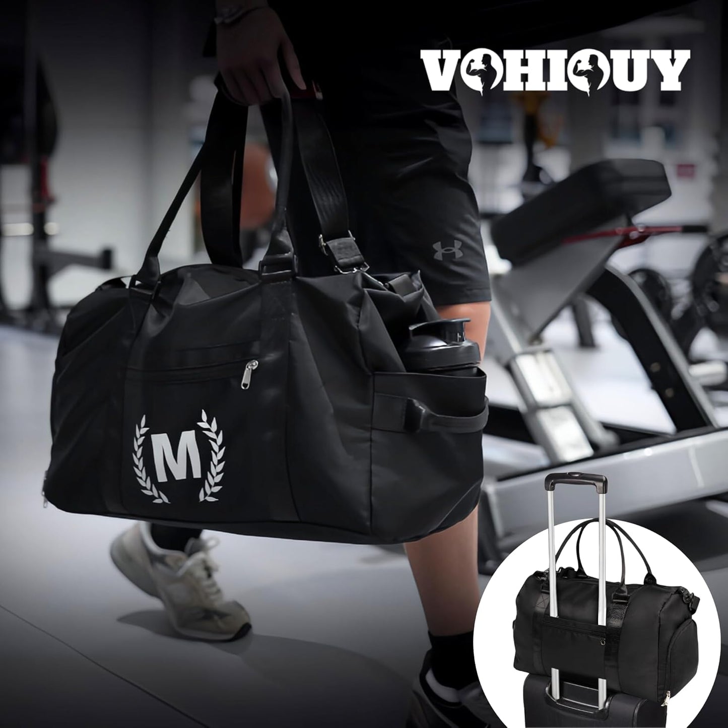 Gym Bag for Women & Men, Fitness Workout Sports Travel Duffle Bag with Wet Pocket & Shoes Compartment, Great Present for Gym Lovers