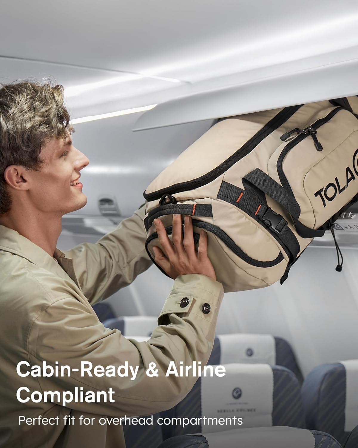 Tolaccea Gym Bag for Men & Women, 40L Duffle Bag Backpack for Travel Sports with Shoe Compartment, Wet Pocket & Extra Laptop Bag for 15.6'', 3-in-1 Sport Workout Duffel Carry On for Airplane (Khaki)