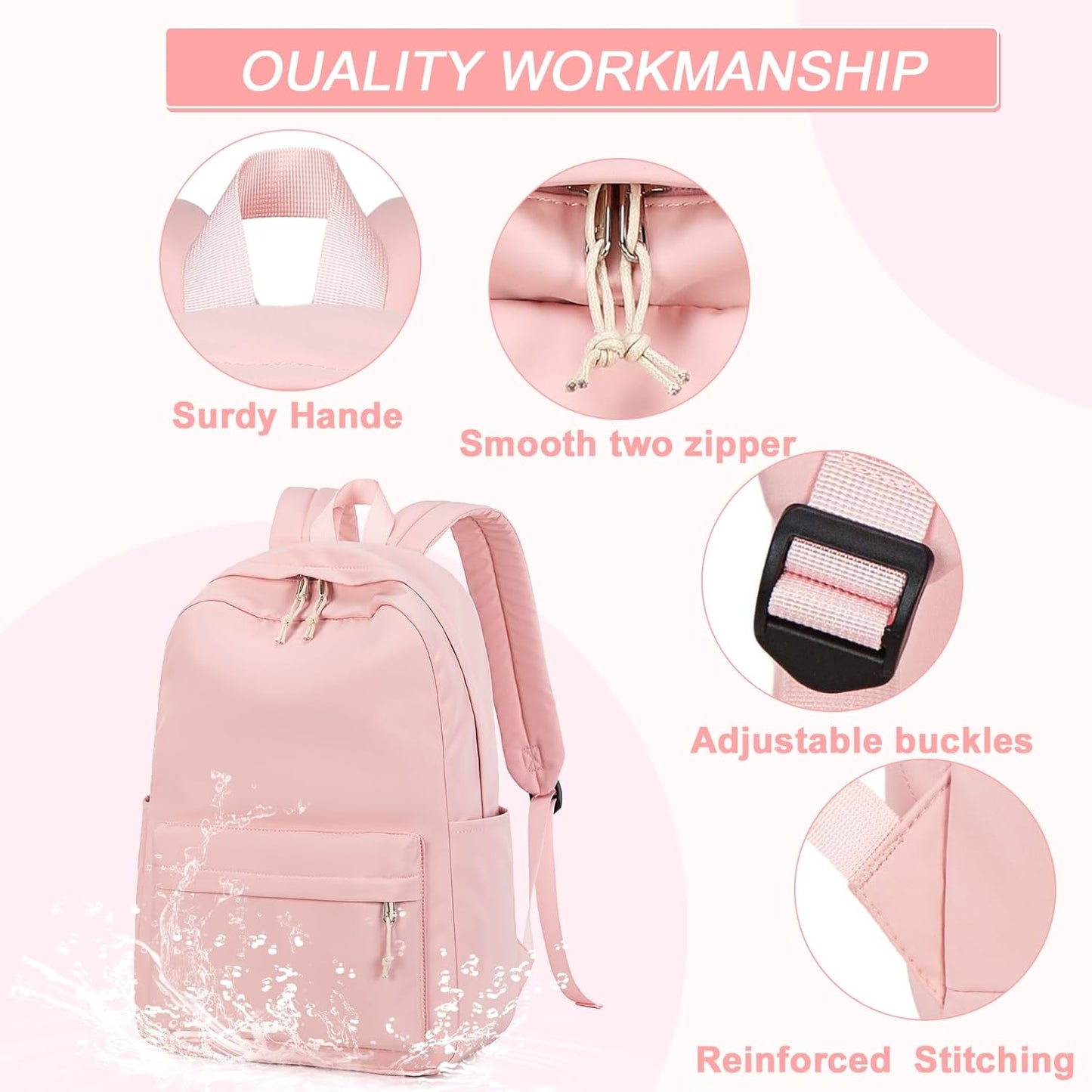 LEDAOU School Backpack Teen Girls Lightweight Bookbag Elementary Middle School Backpacks College Laptop Bag Travel Daypack