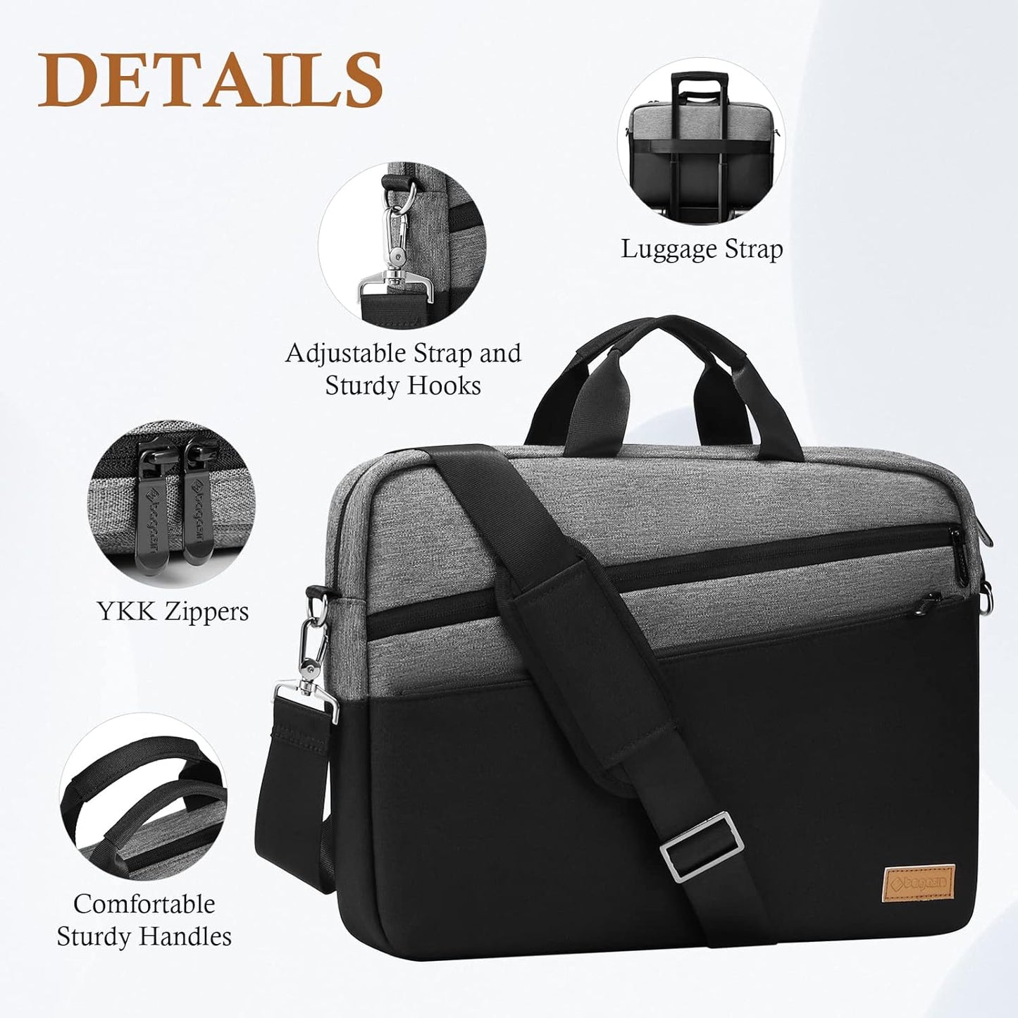 15 15.6 16 17 17.3 inch Laptop Computer PC Shoulder Bag Carrying Case, Water-Repellent Briefcase