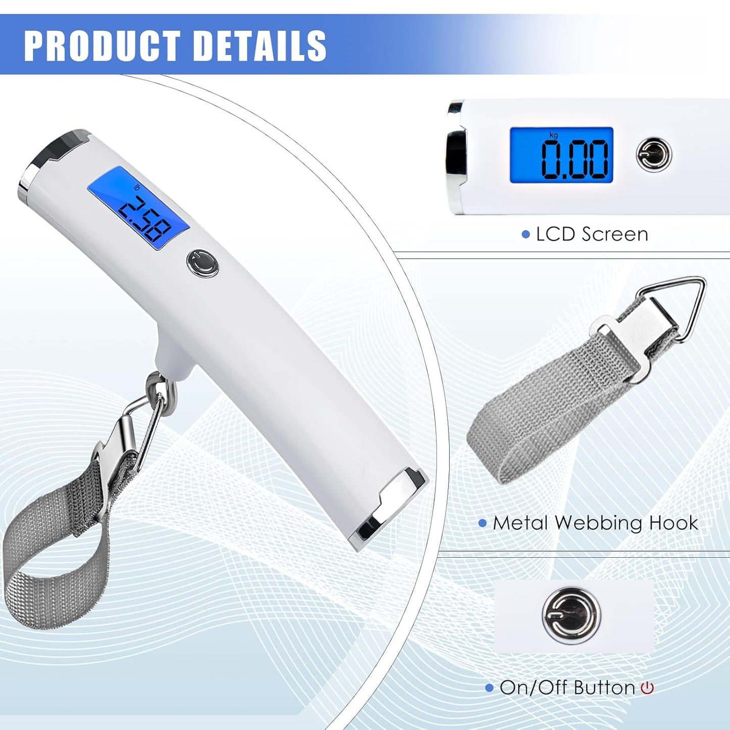 Digital Luggage Scale for Travel Handheld Weight Scale for Luggage with Tare Function 110lbs Travel Luggage Weight Portable Suitcase Weighing Scale Back-lit LCD Display Gifts for Travelers (Strap)