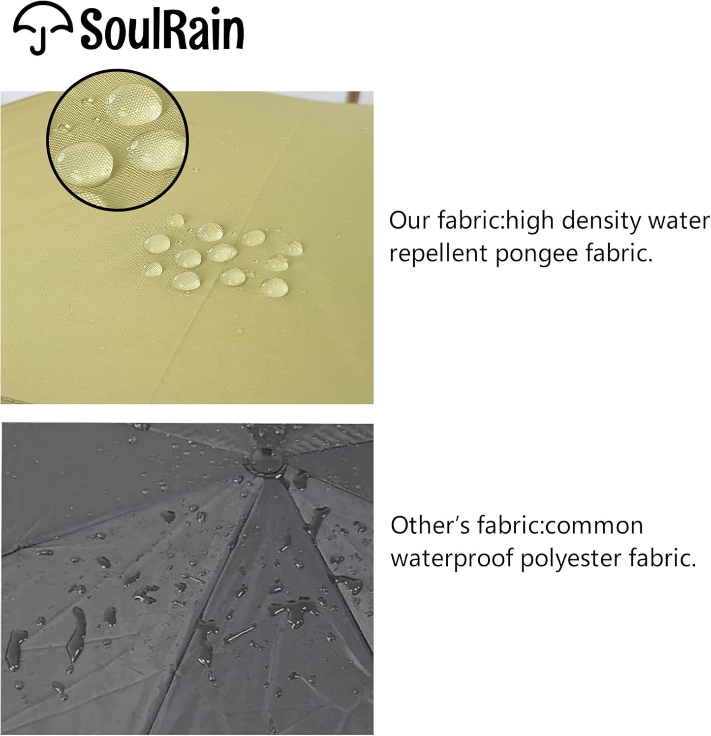 SoulRain 48" Large Umbrella –Windproof Stick Umbrellas for Rain, Automatic Open, Vintage Cane big Umbrella with Classic Wooden Handle,Open for 2 Persons adult,for Women & Men(Beige)