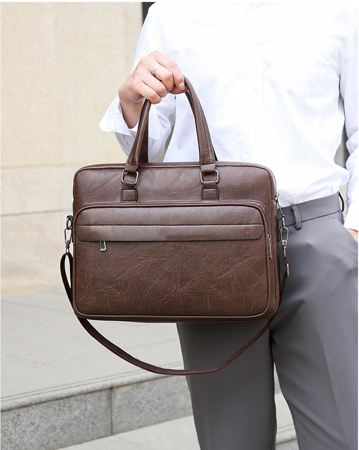 leather Laptop Bag for Men 16 inch Laptop Briefcase Waterproof,Handbags Shoulder Crossbody Bag Business