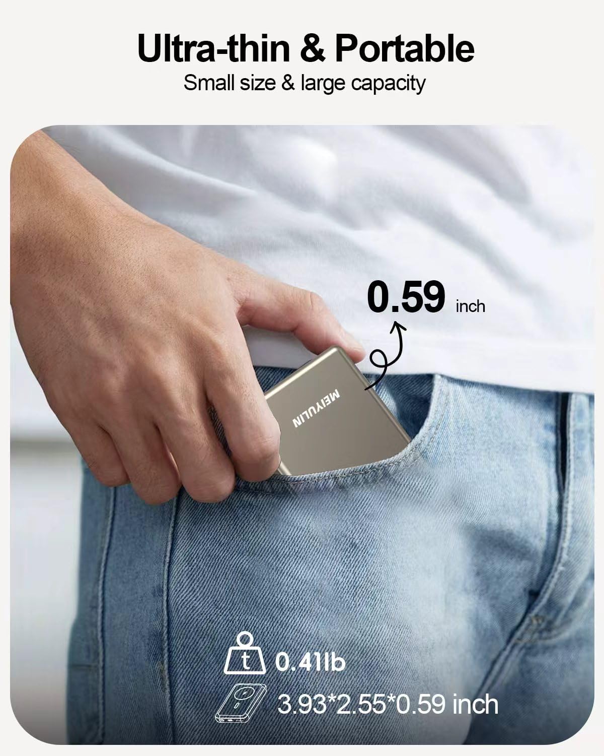 10000mAh Solid State Power Bank, PD 20W Portable Charger, 15W Magnetic Wireless Battery Pack, Compatible with iPhone 17 Pro Max Air/16/15/14/13/12 Series (Gold)