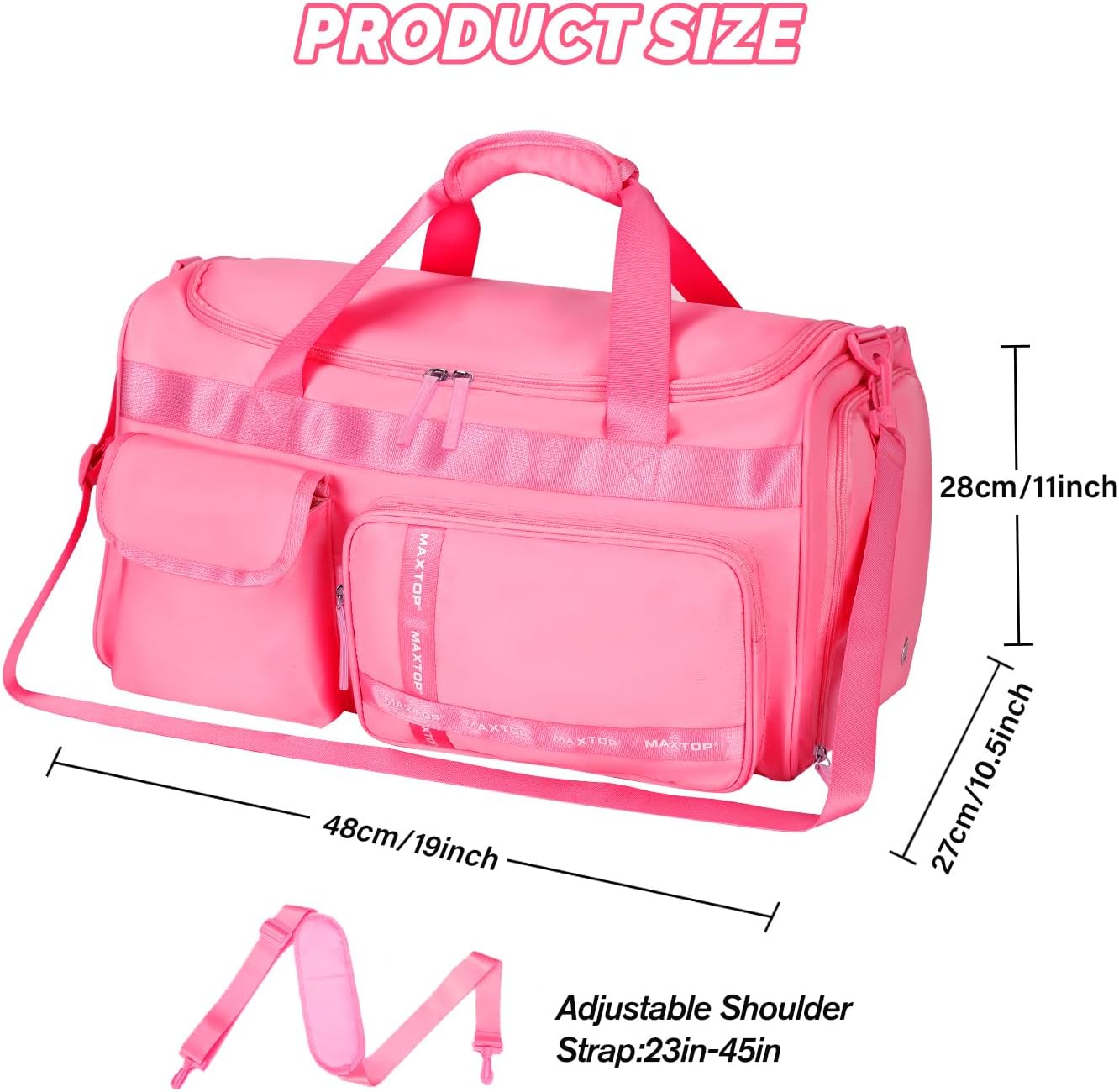 MAXTOP Gym Bag for Women Men Travel Duffle Bag Large Capacity Carry On Weekender Overnight Bag With Shoe Compartment Gym Tote Dry Wet Separation Duffel Bag for Travel