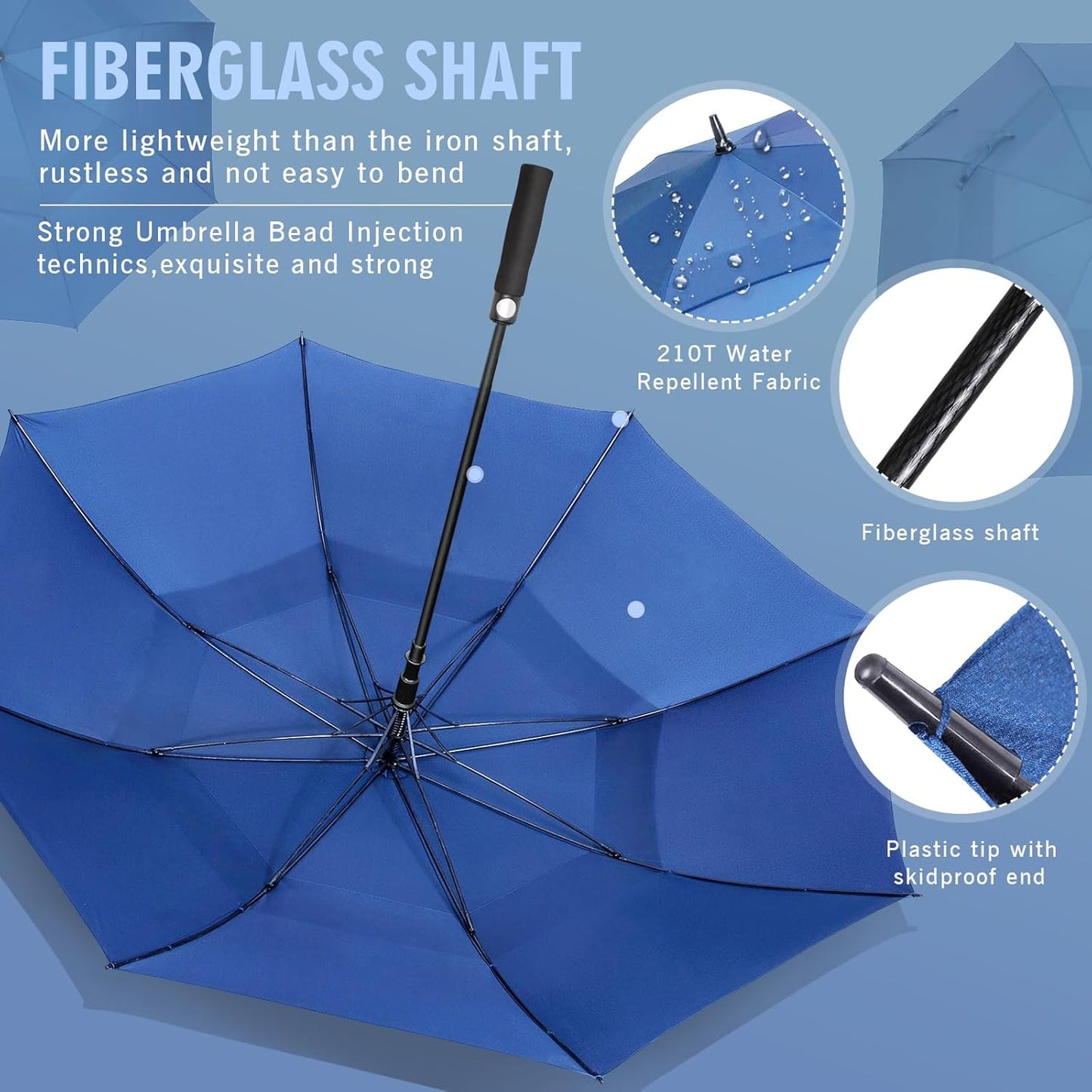 ZOMAKE Golf Umbrella Windproof, Extra Large Oversized Heavy Duty Double Canopy for Rain, Sports Games & Push Cart(51/54/62/68/72Inch)