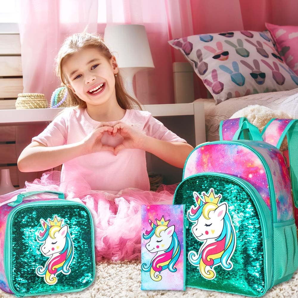 16" Backpack for Girls Boys 4-8, 3Pcs Kids Bookbag Set with Lunch Box, School Bag for Preschool Kindergarten