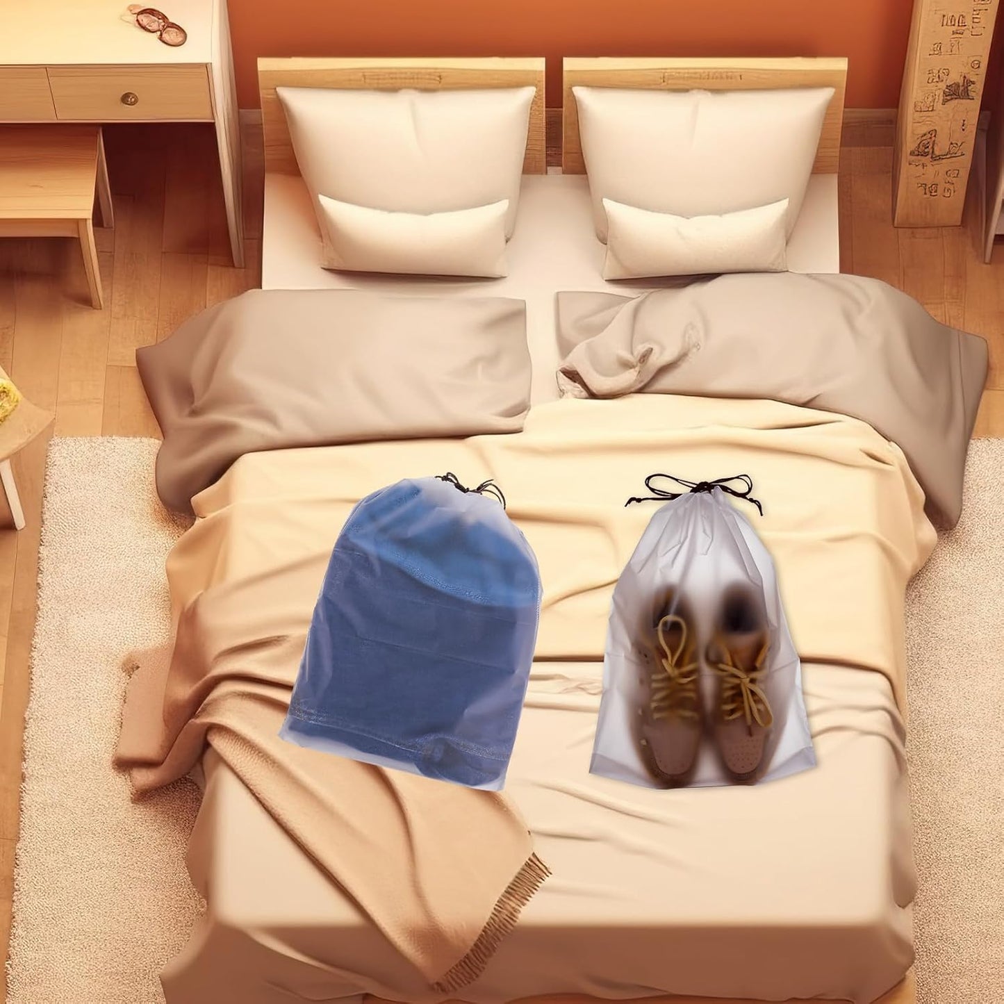 100 Pack Shoe Bags for Travel, 11.8" x 15.7" Waterproof Travel Shoe Bags for Packing,Large Travel Bag for Shoes, Storage Bags Travel Essentials Men for and Women