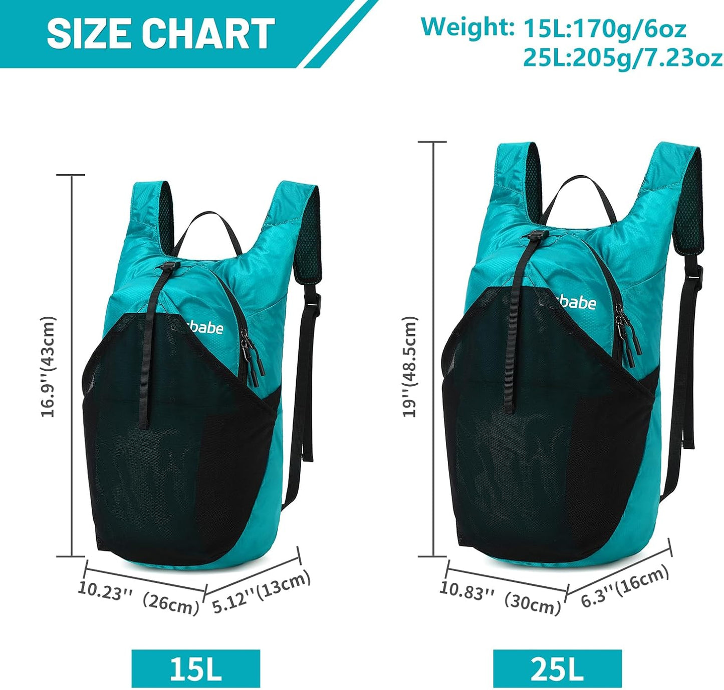 15L/25L Small Packable Lightweight Backpack Hiking Daypack Water Resistant Foldable Outdoor Camping Travel Bag for Women Men