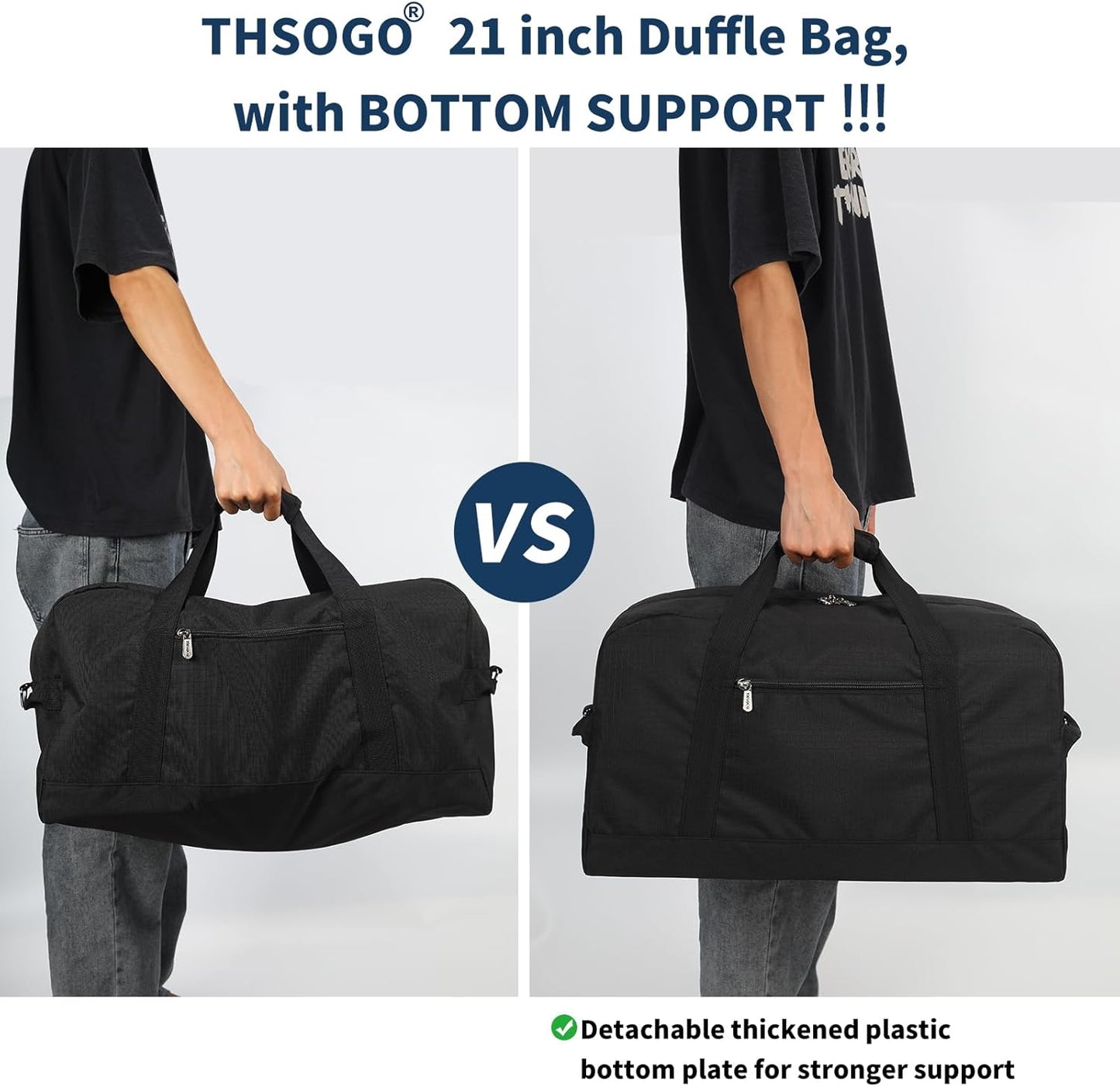 21 inch Gym Bag for Men - 40L Travel Duffel Bag Sport Duffle Bags for Weekend Overnight with Bottom Support (Navy Blue)