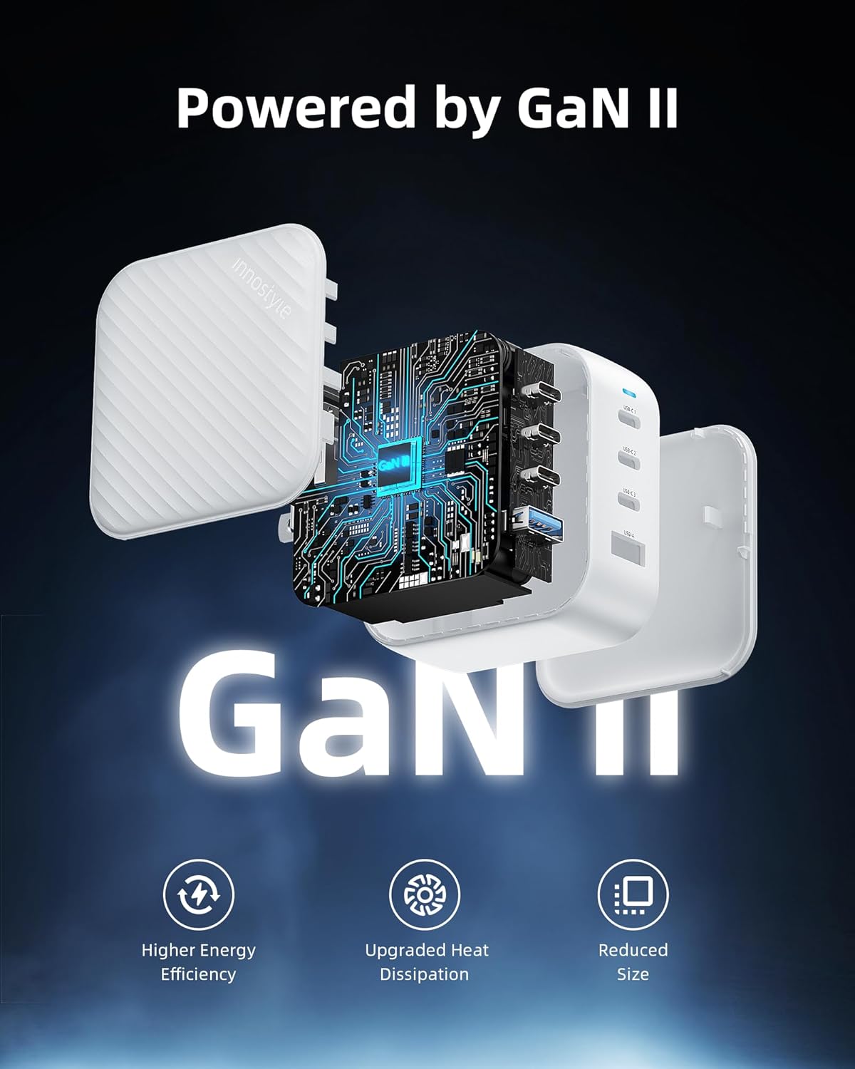 100W USB C Charger, 4-Port Wall Charger, 3 x USB-C Port Fast Charging Adapter, 1 USB-A - Fast Charging for MacBook Pro, iPhone Series, Galaxy S25, iPad, UK/EU Plug