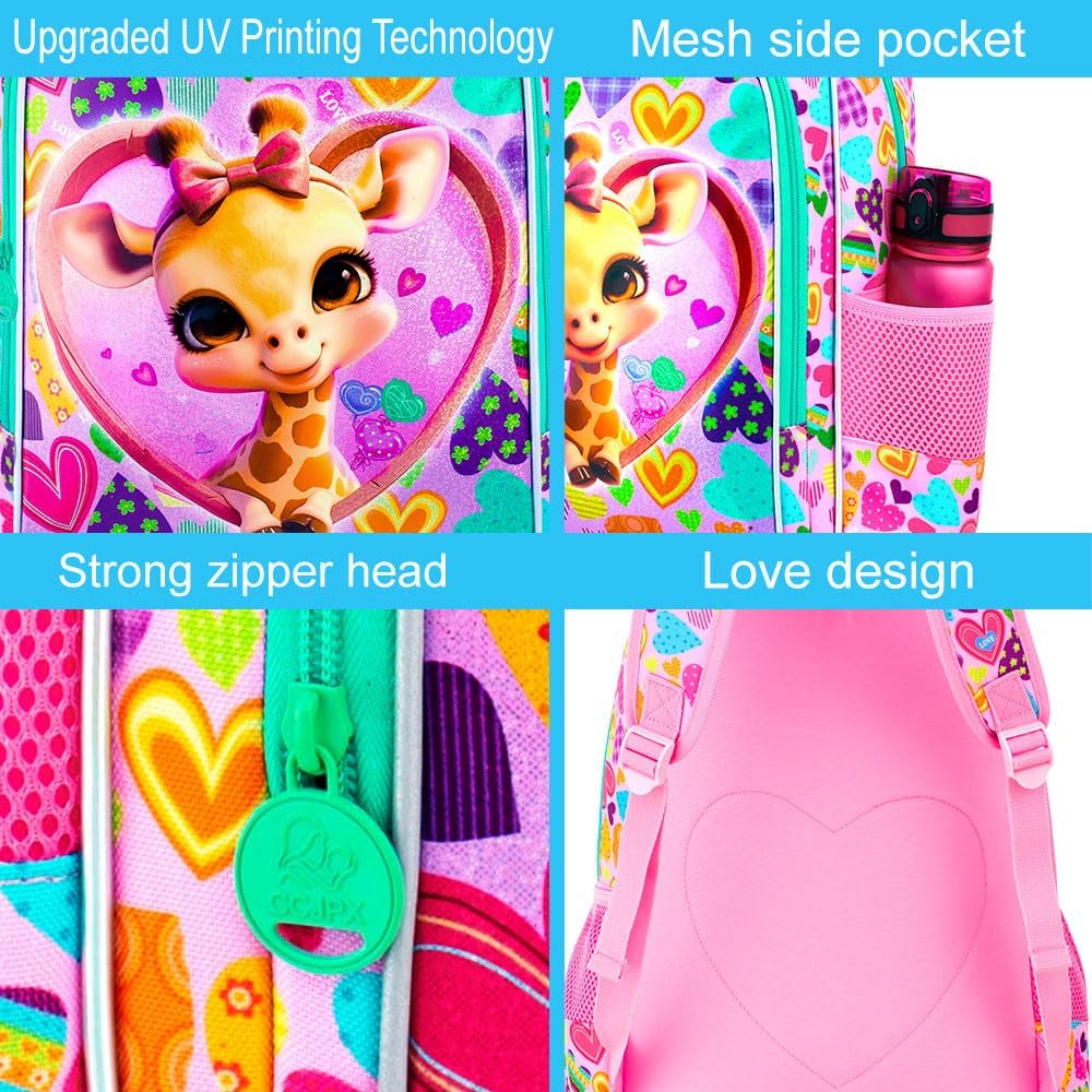 16" Backpack for Girls Boys 4-8, 3Pcs Kids Bookbag Set with Lunch Box, School Bag for Preschool Kindergarten