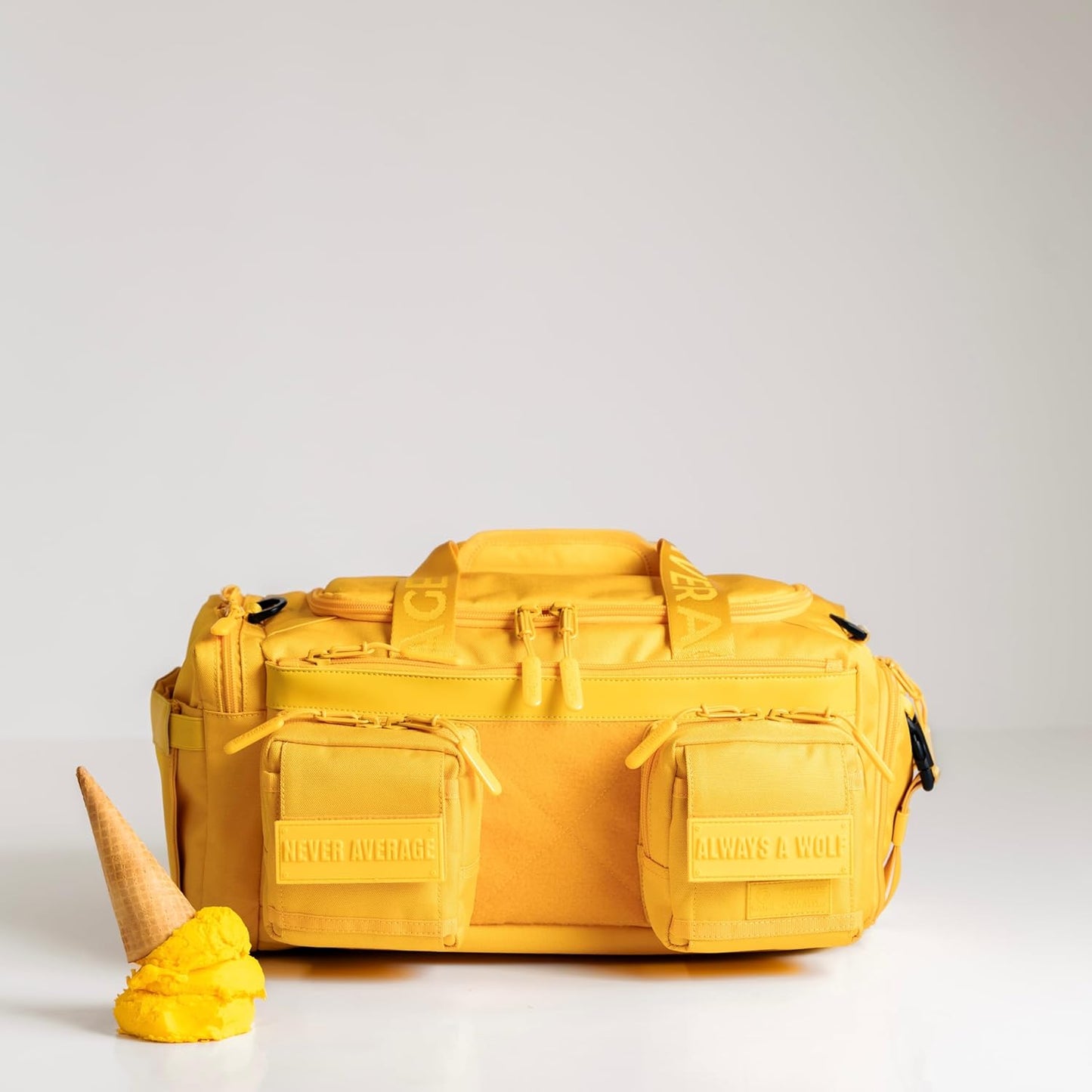 WOLFpak 20L Mini Duffle Bag for Gym & Travel | Waterproof Carry-On Weekender Bag with Shoe Compartment, Hard Bottom, and Tactical Molle System (Sherbet Mango)