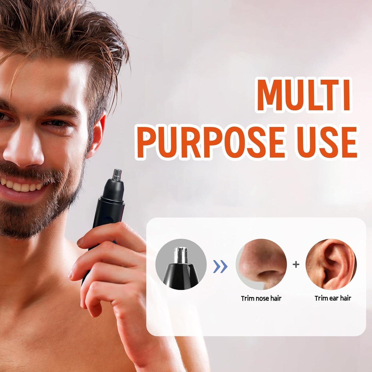 7AM2M PersonalCare Electric Nose and Ear Hair Trimmer – Rechargeable, 9000 RPM High-Speed Precision Cutting, Detachable Washable Blade, Portable Design Black