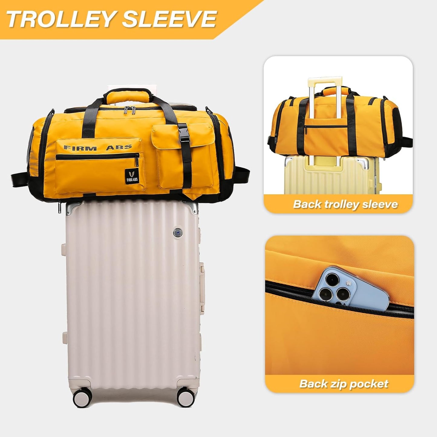 Gym Bag for Men & Women, 65L Large Capacity Travel Duffle Bag 3 in 1 Convertible Backpack with Shoes Compartment and Dry and Wet Separation