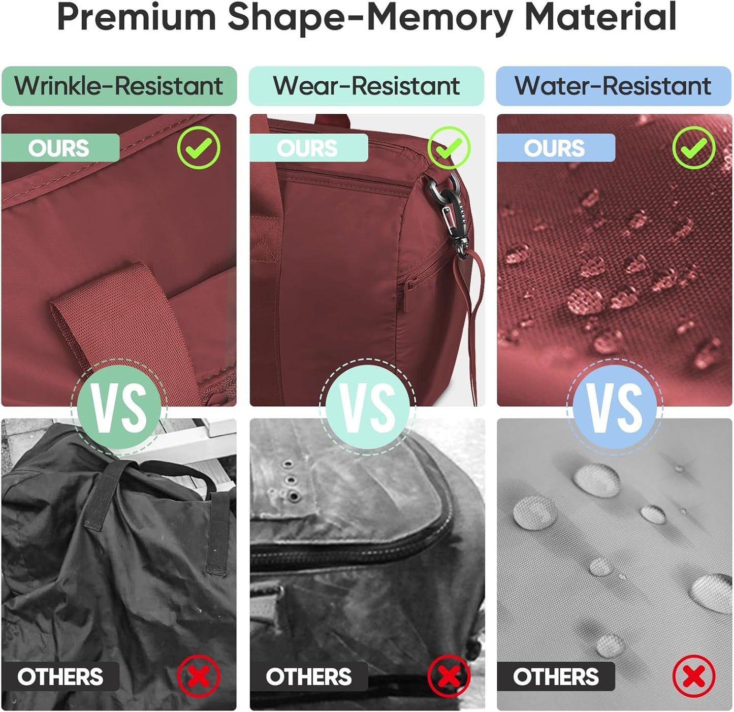 BALEINE Gym Bag for Women and Men, Duffel Bag for Sports, Gyms and Weekend Getaway, Waterproof Dufflebag with Shoe and Wet Clothes Compartments, Lightweight Carryon Gymbag (Red)