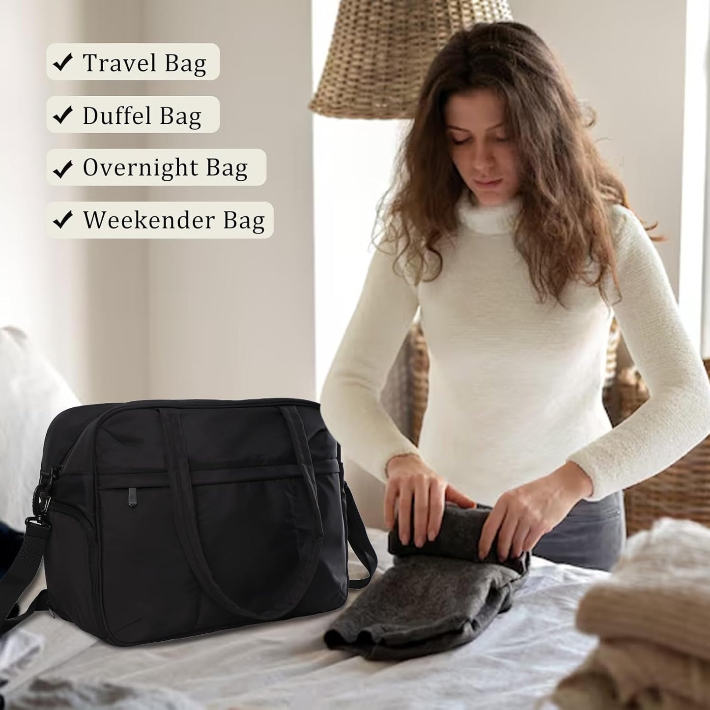 U+U Gym Bag for Women, Duffle Bag with Shoe Compartment Travel Carry on Weekender Bag, Personal Item Travel Bag for Overnight, Water Resistant