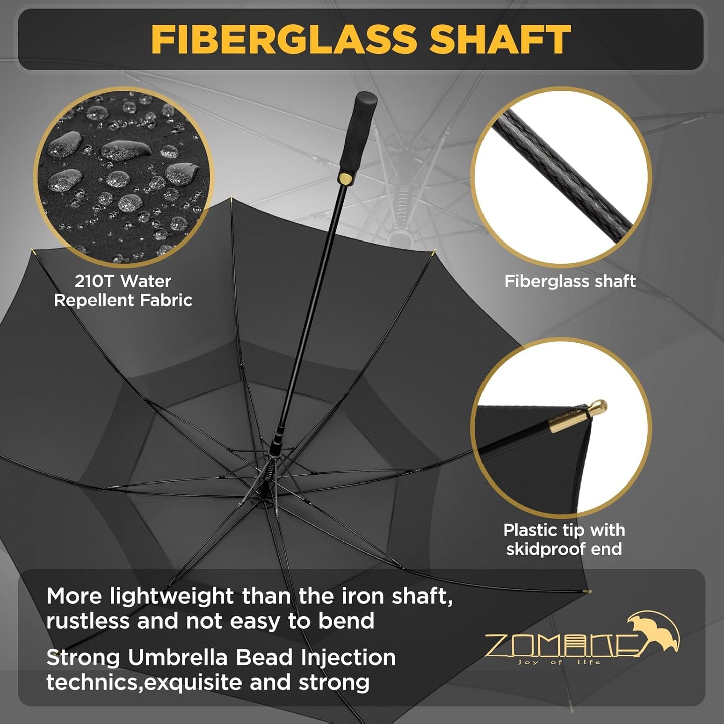 ZOMAKE Golf Umbrella Windproof, Extra Large Oversized Heavy Duty Double Canopy for Rain, Sports Games & Push Cart(51/54/62/68/72Inch)