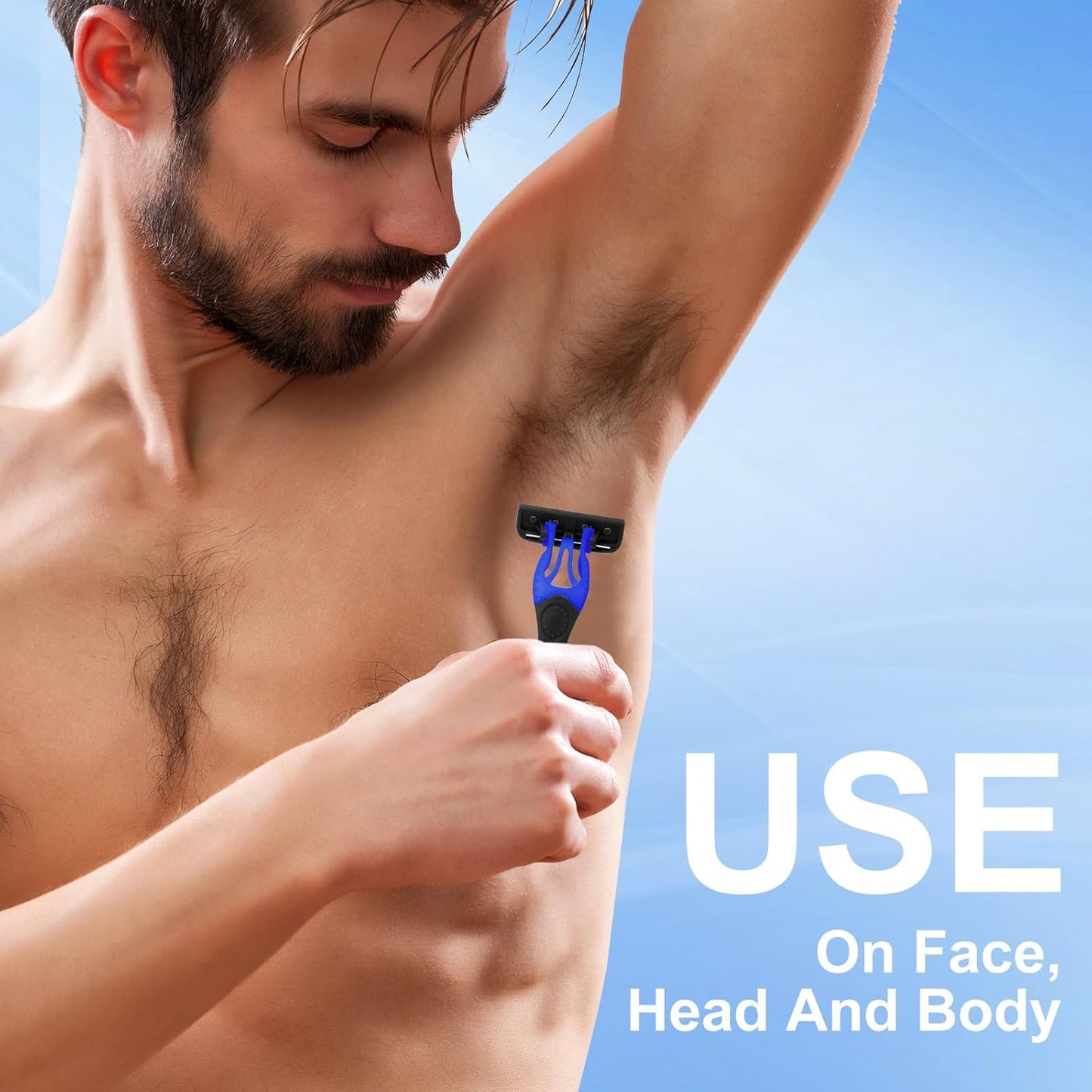 15 Pcs Sensitive Men's Disposable Razors Bulk 5-Blade Disposable Head Razor for Sensitive Skin for Hotels, Travel, Business Trips, Gyms, SPA, Donations, Gifts, Etc.