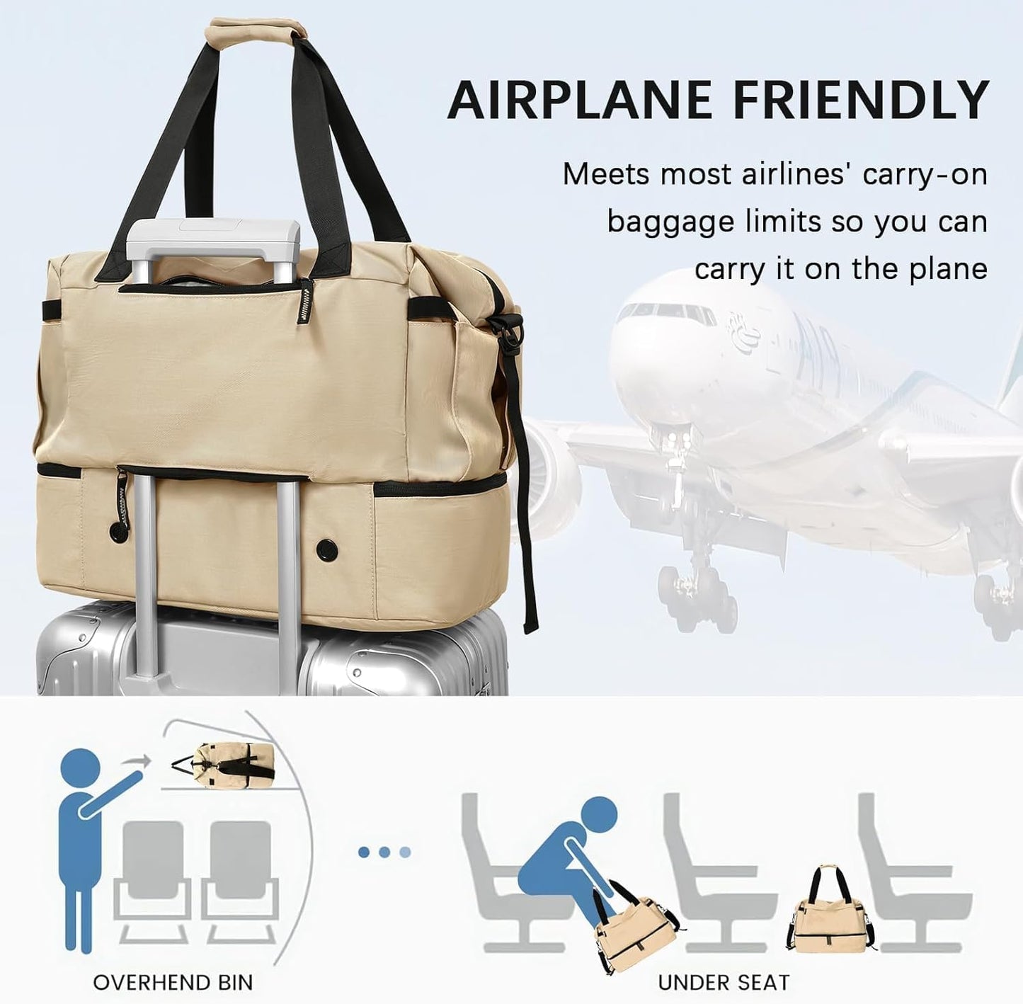 Gym Bag for Men Women, Tactical Travel Duffel bag with Removable Dividers & Shoe Compartment, Weekender Carry on Bag with Toiletry Bag, Overnight Range Bag for Workout Soccer Yoga Gym