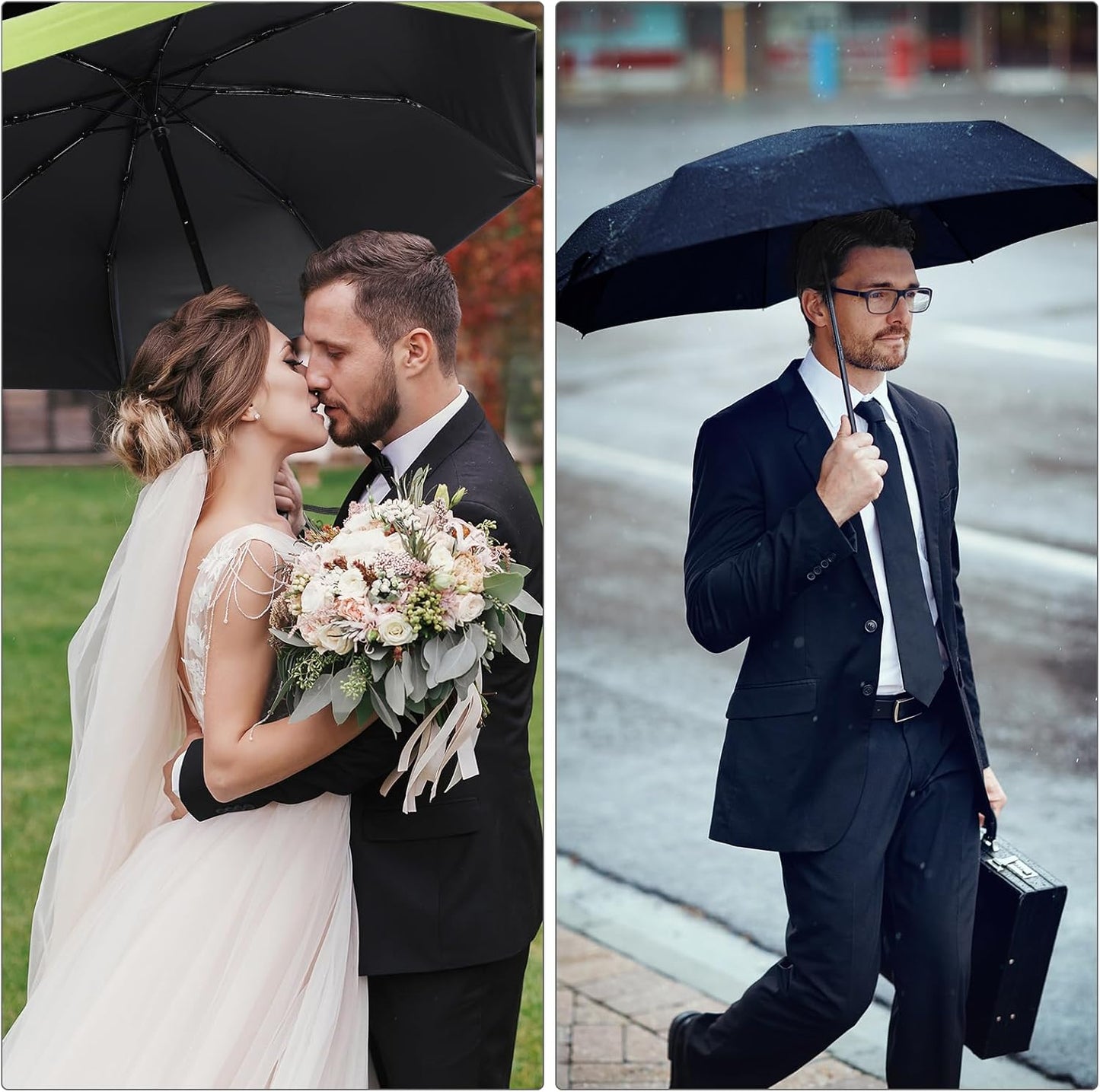 Kajaia 9 Pack Compact Umbrellas Bulk Folding Automatic Windproof Waterproof Umbrellas for Backpack Purse Car Women Men